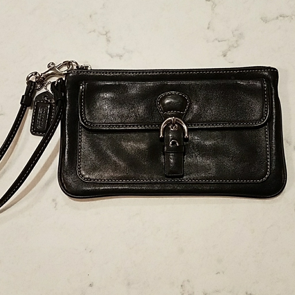 Coach Wristlet Black Leather